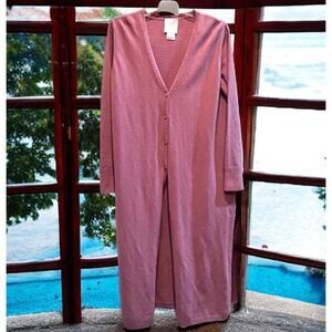 NEW Marella long Cashmere Blend Cardigan Womens Size Medium Rose Mauve Duster